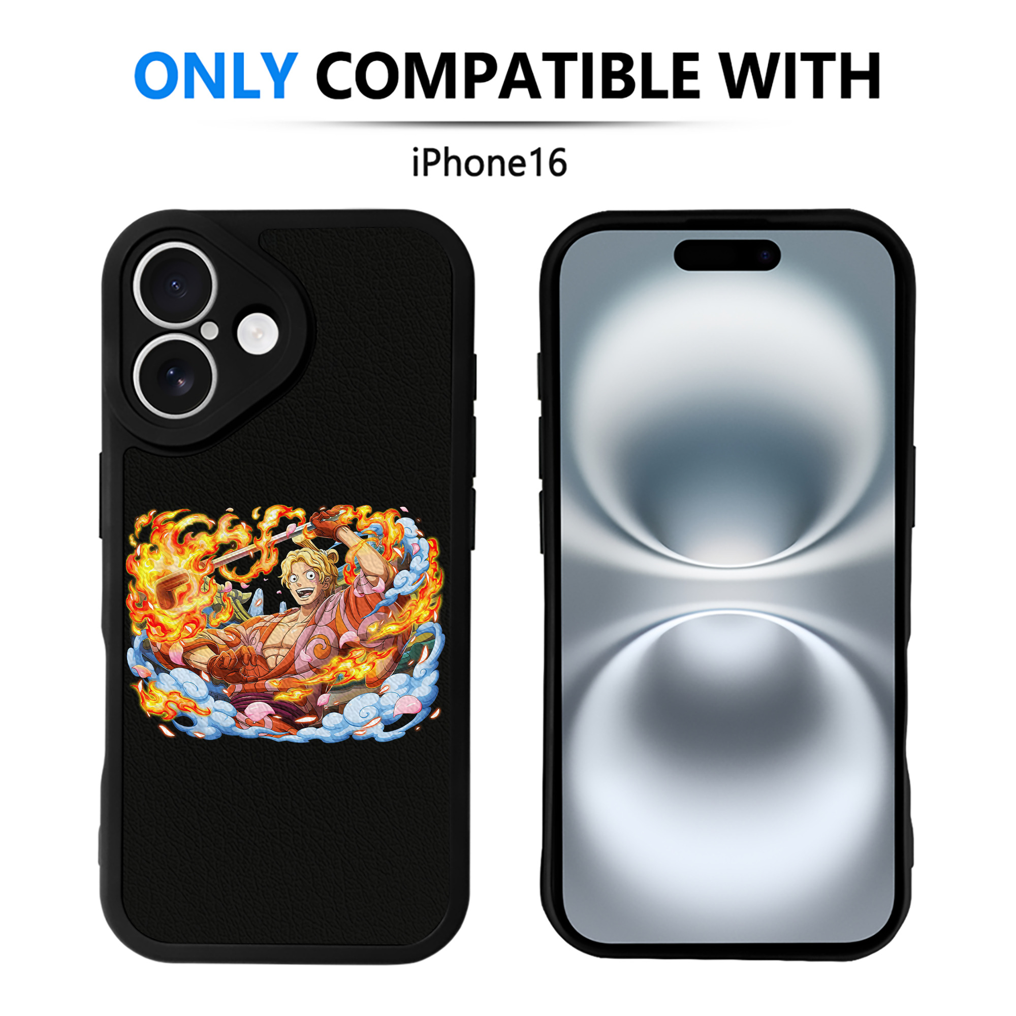 （画像用） ワンピース サンジ ONE PIECE Sanji 【iPhone 16シリーズ対応】シリコンスマホケース（レザー調） 材質：シリコン